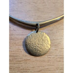 Kenya Brass Collar Choker Modernist Necklace Hammered Medallion 75g Handmade Boh